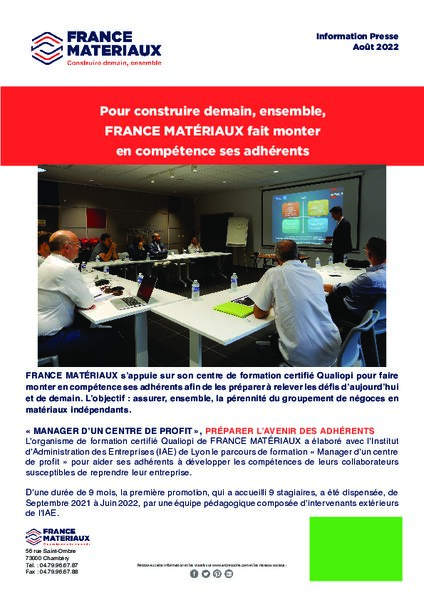 France Matériaux fait monter en compétence ses adhérents BATIToday